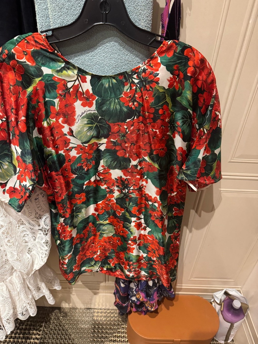 Floral Short-Sleeve Blouse - Red & Green Dolce&Gabbana